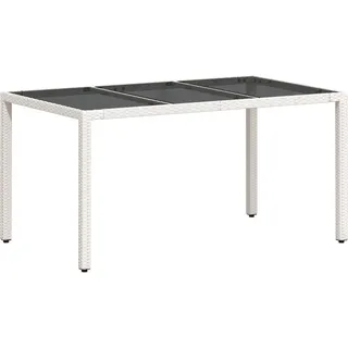 vidaXL Gartentisch mit Glasplatte Weiß 150x90x75 cm Poly Rattan - Weiß
