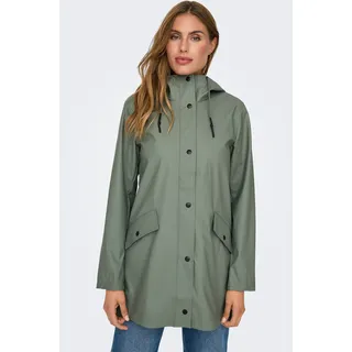 Kurzmantel ONLY "ONLELISA RAINCOAT OTW NOOS", Damen, Gr. XL, grün (agave grün), Web, Obermaterial: 100% Polyester, unifarben, Po-bedeckend, Mäntel Kurzmantel, beschichtete Qualität
