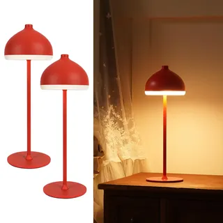 LuminexDesigns 2er-Set Weihnachtliche Akku-Tischlampen in Rot, USB-C, dekorativ für Sideboard oder Kaminsims