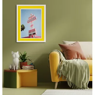 queence Bild mit Rahmen »Motel, Amerika« Schriftzug   Schriftzüge 1 Stk. tlg. Poster mit buntem Acrylglas Passepartout, gelb