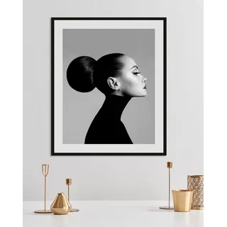 Bild QUEENCE "Tatjana", schwarz (farbe rahmen: schwarz, farbe bild(er): schwarz), B:50cm H:70cm, Acrylglas, Holz, Papier, Bilder, Bild, HD Premium Poster-Druck inkl. Holzrahmen