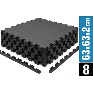 eyepower Bodenschutzmatte 63x63x2 cm, Schwarz, 8er Set , Kunststoff , Quadratisch , 63x2x63 cm , waschbar,pflegeleicht , Teppiche und Böden, Bodenbeläge