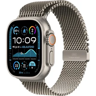 Watch Ultra 2 GPS + Cellular 49 mm Titangehäuse natur, Milanaise Armband natur M