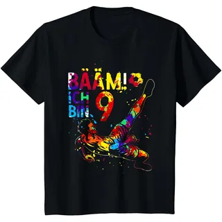 Bääm ich Bin 9 Geburtstag Junge 9 Jahre Fussball Geschenk T-Shirt, Kinder, Schwarz, 152
