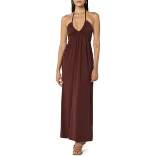 The Drop Damen Kapri Gerafftes Neckholder-Kleid, Rum Brown, M