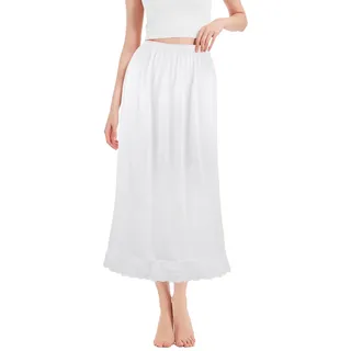 ACWOO Unterrock Damen, Unterrock Damen ca. 80 cm, Unterröcke Petticoat mit elastischem Bund, Unterröcke Elegantes Unsichtbar Underskirt(Weiß)