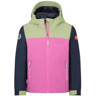 Trollkids Kinder Telemark Regenjacke pistachio green/mallow pink/navy 164