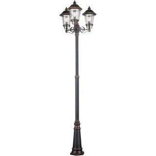 Orion Leuchten Außen Mastleuchte 260cm 100W 3x E27 Schwarz-Kupfer