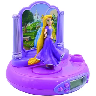 Lexibook Disney Prinzessin Rapunzel Radio-Projektionswecker, Eingebautes Nachtlicht, Projektion der Zeit an der Decke, Soundeffekte, batteriebetrieben, Pink/Lila, RP515DPLXB