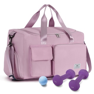 FIORETTO 35L Damen Sporttasche Faltbare Reisetasche mit Schuhfach und Nassfach, Wasserabweisende Weekender Gym Travel Bag Handgepäck Tasche Trainingstasche für Damen Herren Rosa