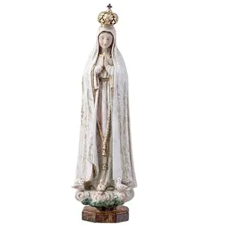 DRW Jungfrau Figur Fatima Altes Holz, handbemalt, 30 cm