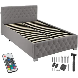 tectake Polsterbett Sedona, großer Stauraum, dunkelgrau , Dunkelgrau , Holz , 120x200 cm , Ce , Schlafzimmer, Betten, Polsterbetten