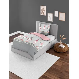 BIERBAUM Bettwäsche 4104, Fein-Biber, Designed in Germany, rosa 60, 135x200 und 80x80 cm