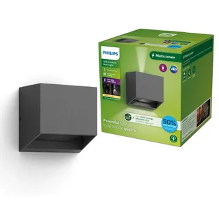 Philips Außenwandleuchte Metall 10,0 cm inkl. LED-Lampe grau