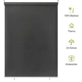 VINGO Senkrechtmarkise Markisen Vertikalmarkise Sonnenschutz Beschattung Wasserfest Balkonrollo fuer Balkon, Terrasse, Garten,Anthrazit,140 x 240 cm - Schwarz
