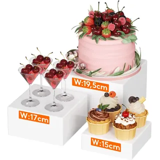 Lifewit Buffet Ständer bis zu 20 cm/8", 3 Stück Kunststoff Display Ständer für Cupcake Dessert Torte Getränke Skulpturen, Catering Zubehör Aufsteller Erhöhungen für Candy Bar, Buffet Hochzeit Party