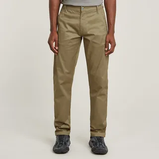 Chinohose G-STAR "Morry Tapered Chino", Herren, Gr. 33, Länge 34, grün (ensis grün), Twill, Obermaterial: 97% Baumwolle, 3% Elasthan, unifarben, lang, Hosen Chinohose, mit Paspeltaschen