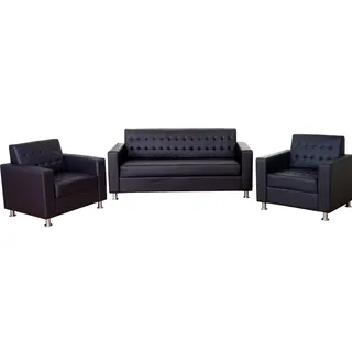 Mendler 3-1-1 Sofagarnitur Kunda, Couch Loungesofa Kunstleder, Metall-Füße ~ coffee