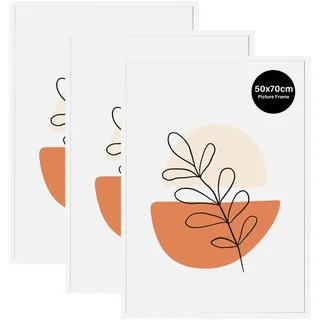 KAIWIN 3 Pack Bilderrahmen 50x70 cm, Bilderrahmen Weiß, Holz Fotorahmen zum Aufhängen mit Poster, Posterrahmen Benutzt für Wohnzimmer, Schlafzimmer, Arbeitszimmer | Für Fotos, Poster, Puzzles