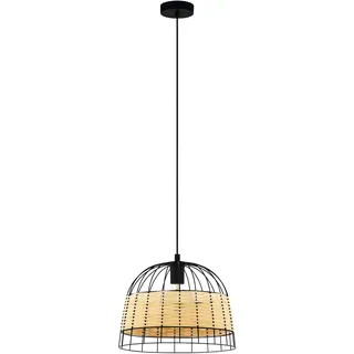 EGLO Pendelleuchte Anwick Ø 37 cm E27, Schwarz / natur