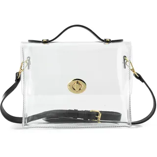 Hoxis Umhängetasche für Sommer, Strand, transparent, PVC, Drehverschluss, Umhängetasche, DIY-Dekoration, transparent, Schwarz, Small