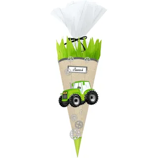 Ursus 9770003 - Schultüte Bastelset, Green & Easy, Traktor, Höhe ca. 68 cm, Durchmesser ca. 20 cm, inklusive Bastelanleitung und Vorlagebogen, zum Selbstbasteln, ideal für die Einschulung