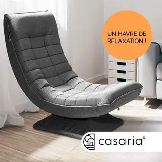 CASARIA® Sessel verstellbare Rückenlehne 360° Drehbar Klappbar 150kg Belastbarkeit 60x105x87cm Gepolstert Wohnzimmer Gaming Relax Boden Lounge Sessel Grau - Grau