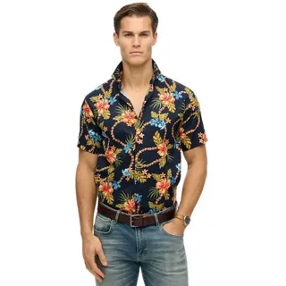 Superdry Hawaiian Print Kurzarmhemd - Tropical Chain Navy - L