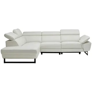 Celina Home Ecksofa , Weiß , Leder , Echtleder , Rindleder, Spaltleder , L-Form, Ottomane links , 281x225 cm , Made in Eu , Lederauswahl, Stoffauswahl, seitenverkehrt erhältlich, Hocker erhältlich, Rücken echt , Wohnzimmer, Sofas & Couches, Wohnlandschaften, Ecksofas