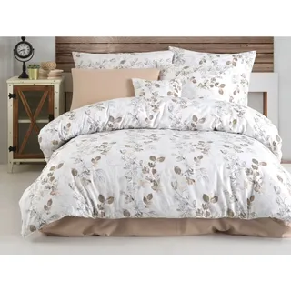 Französische Flanell-Bettwäsche 200x200, 70x90 Adalia natur - Beige, Braun, Grau, Weiß