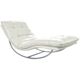W.Schillig Relaxliege daily dreams Leder 75 x 85 x 169 cm Weiß/Silber mit Kissen
