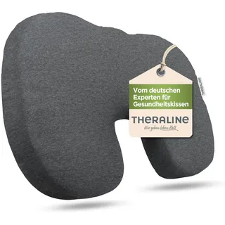 Theraline Orthopädisches Sitzkissen mit Schaum & feinen Perlen, ergonomisches Sitzkissen für Bürostuhl, Steißbeinkissen, Sitzkissen U-förmig mit atmungsaktivem Bezug, waschbar bei bis zu 60°C