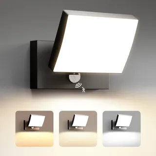 YindaLux Außenlampe mit bewegungsmelder 3CCT, 24W IP65 Wandlampe mit Schwenkbar LED Panel, 3000 Lumen, Aluminium Modern Wandleuchte Außen/Innen, Außenwandleuchte für Terrasse, Eingang, Flur, Anthrazit
