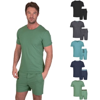 Light & Shade Pyjama-Set mit Oberteil und kurzer Hose für Herren, Grün, M