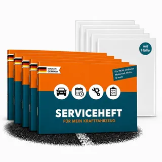 Falkenhorn® Serviceheft Auto inkl. Hülle | Universal Scheckheft, Inspektionsheft & Wartungsheft für KFZ, PKW, Oldtimer, 15 Inspektionen, Fahrzeugdaten, Halterwechsel & Notfallnummern, Made in DE, 5er