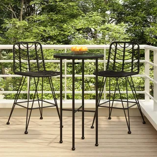 The Living Store Barhocker 2 Stk. Schwarz 45x56x103,5 cm PE-Rattan und Stahl - Schwarz