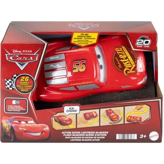 Mattel Disney und Pixar Cars Action-Szene Rayo McQueen | Batteriebetriebenes Spielzeugauto, fährt in 4 Richtungen, mit Soundeffekten und Augenbewegungen, JPG43
