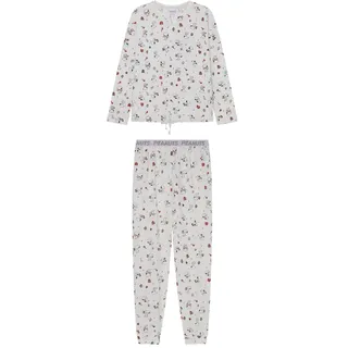 Women'secret Damen Pijama Largo Snoopy Wild Red Collection Schlafanzug, weiß, XS