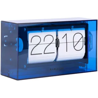 Karlsson Tischuhr Boxed Flip - Dunkelblau - 20.7x20.7x11.7cm | Rechteck - Acryl - Standuhr - Tisch Uhr