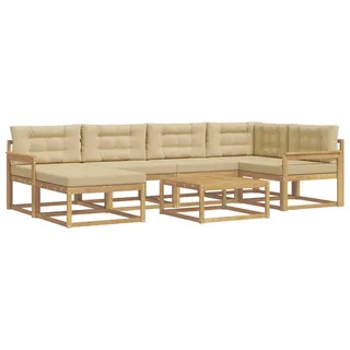 vidaXL Outdoor-Sofagarnitur 7 pcs Weiß und Beige - Beige