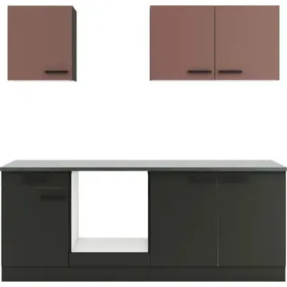 Optifit Küchenzeile ohne Geräte Nizza407/Madrid420 210 cm rostrot anthrazit matt zerlegt Variante reversibel KPNM 2136OE