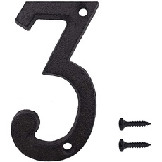 INCREWAY Gusseisen-Zahlen, 7,6 cm, schwarz, Retro-Metall-Nummern für Café, Bar, Restaurant (3)