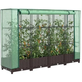 vidaXL Hochbeet mit Gewächshaus-Aufsatz 160 x 40 x 123 cm Braun
