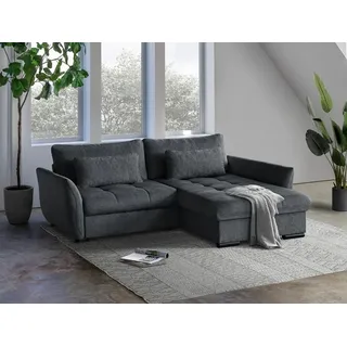 Ecksofa CAFU L - Wohnlandschaft Polstersofa Polstercouch (Anthrazit - LOUIS 677) RECHTE SEITE - Grau