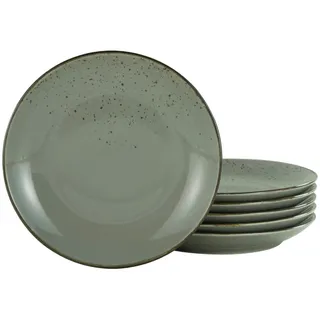 Creatable Speisetellerset , Grau , Keramik , 6-teilig , rund , Geschirr, Teller, Teller-Sets