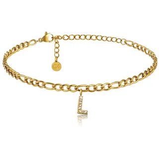 GD GOOD.designs Fußkettchen Gold mit Buchstaben wasserfest I Fußkette für Damen 18K vergoldet - verstellbar (22-27cm) - aus Edelstahl