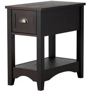 Costway Beistelltisch mit Schublade und Ablage 56x33x58,5cm Walnuss