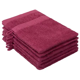 my home Waschhandschuh »Juna, 6 Waschhandschuhe 16x21, 100% Baumwolle, Set und als Serie« Handtuch-Set, mit Bordüre, Handtücher in Uni-Farben, weich, lila