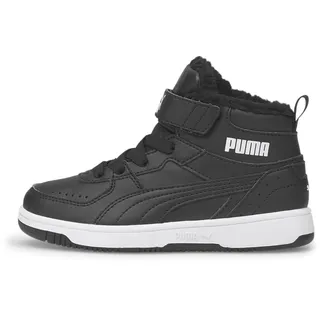 Puma Rebound Joy PS Kinder Fell-Sneaker mit Klettverschluss black/white 28