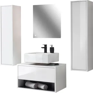 PLACES OF STYLE Badmöbel-Set »Studio Line, Bad im modernen Design, 4-teiliges Badezimmer« 4 Stk. tlg., weiß